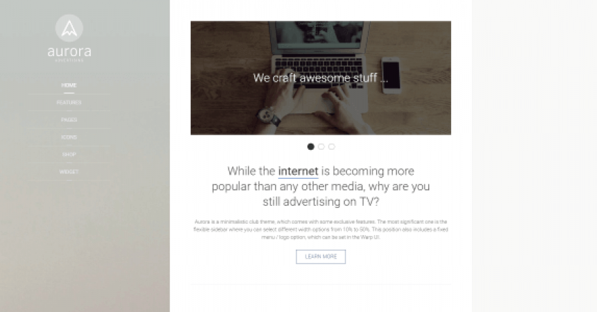 plantillas - yootheme aurora 860x450